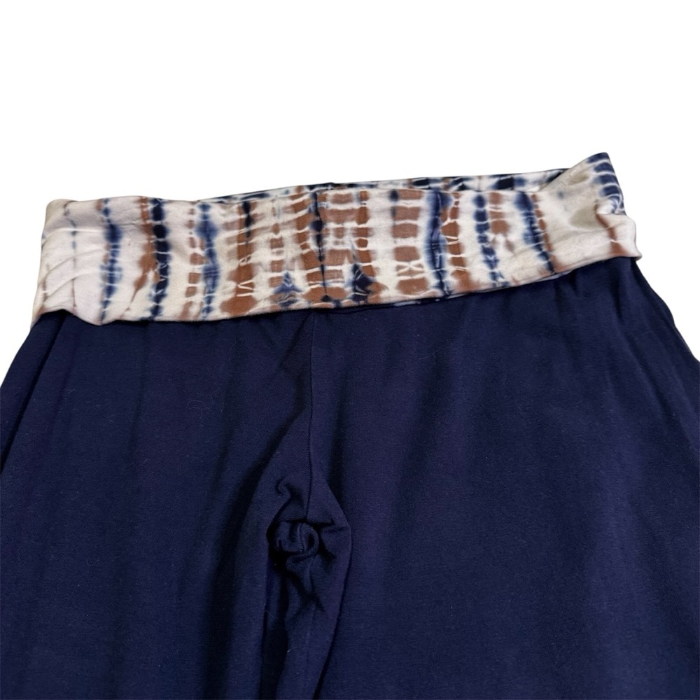 Pink Lotus Navy Blue Tie Dye Yoga Pants Size Small Fold-over Waistband NWOT - Picture 6 of 11